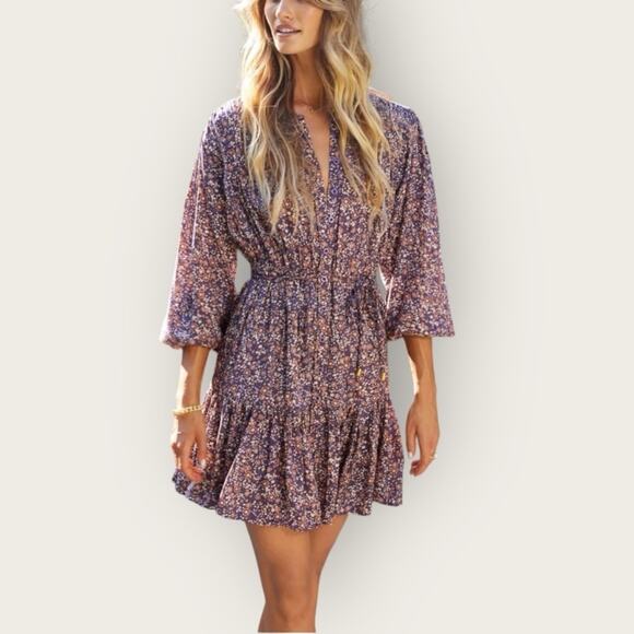 bishop + young Dresses & Skirts - NWT | Bishop & Young | Cameron Tiered Dress | Moonflower Print | Medium